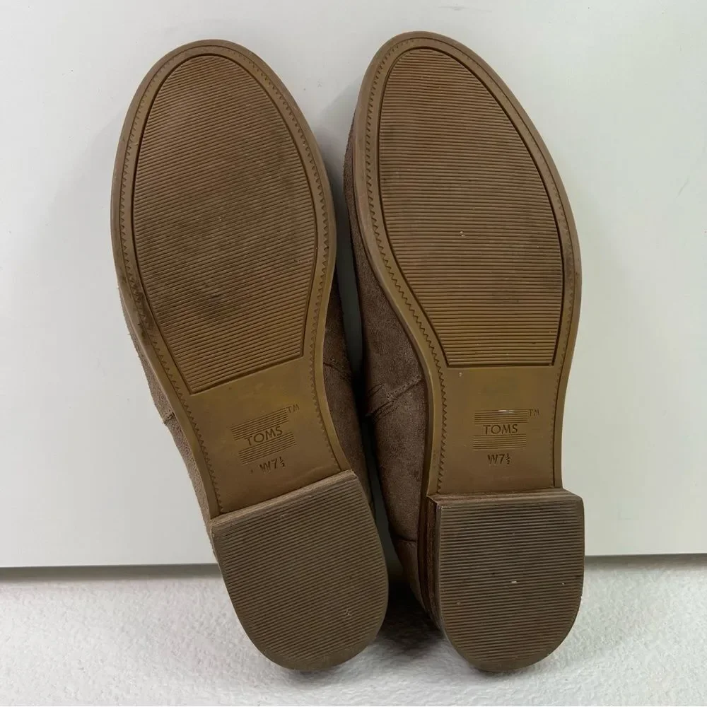 TOMS‎ Suede Loafers Womens 7.5 Brown Slip On Flats Comfort Casual Minimalist